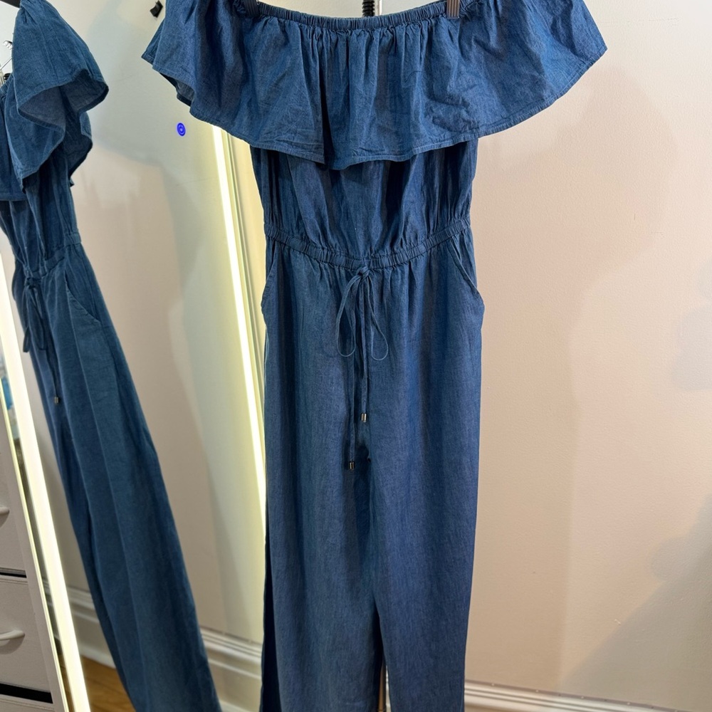 Blue Off-Shoulder Jumpsuit